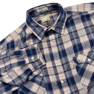 Vintage Levis Shirt Mens XL Plaid Button Down Long Sleeve Cotton Blend Korea